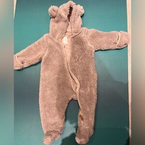 Baby Cozy Hooded One-Piece in Soft Taupe